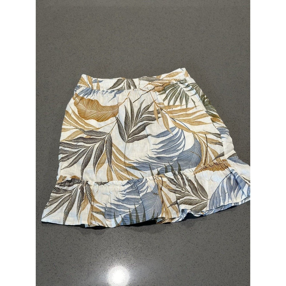 Womens 100% Linen Tahari Short Floral Skirt Size Small Used In Good Condition